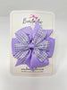 4 Inch Double Pinwheel Bow - Lilac Gingham
