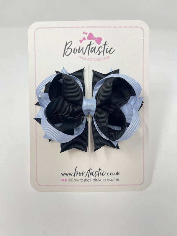 3.5 Inch Ring Bow - Black & Bluebell