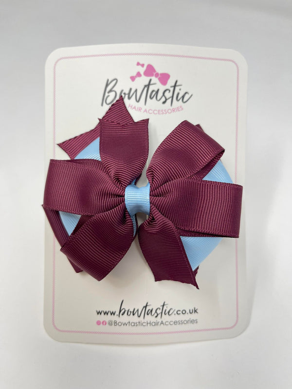 4 Inch 3 Layer Bow - Burgundy & Blue Topaz