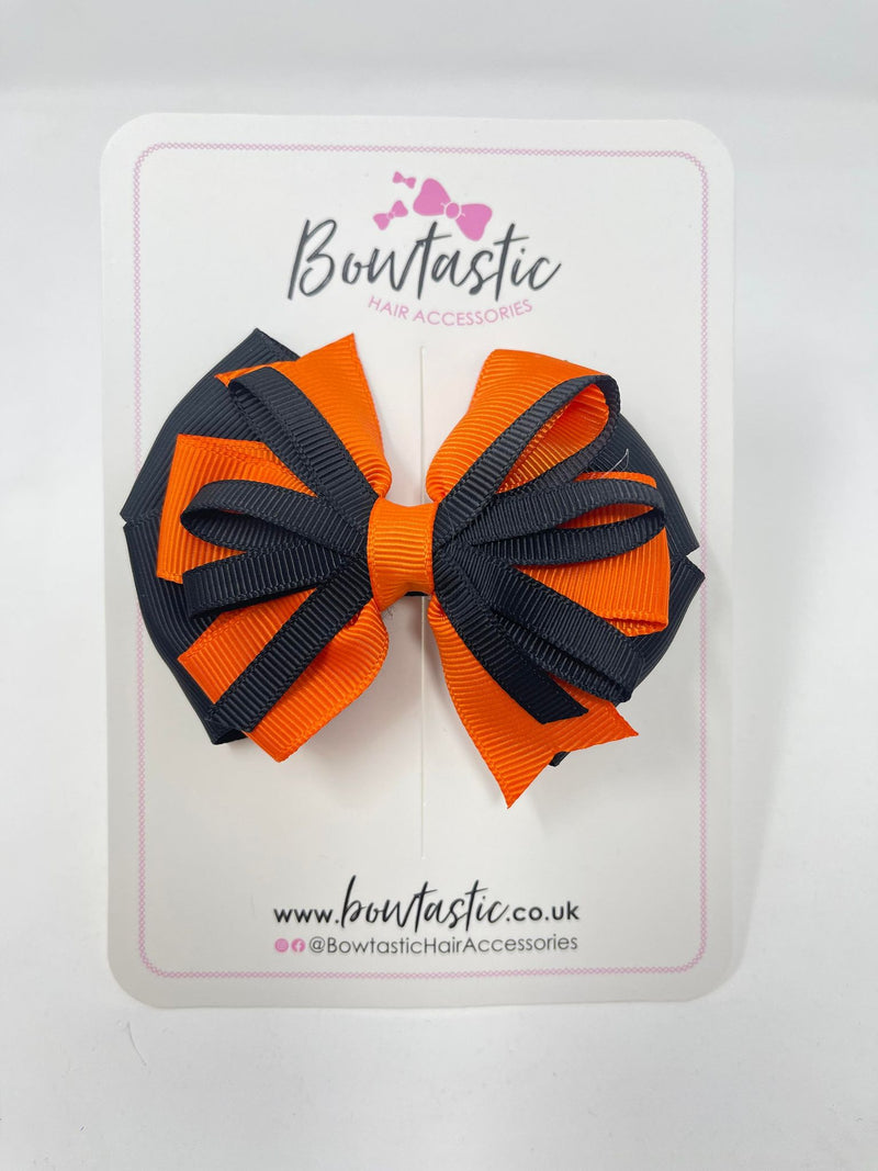 3.5 Inch Loop Bow - Black & Orange