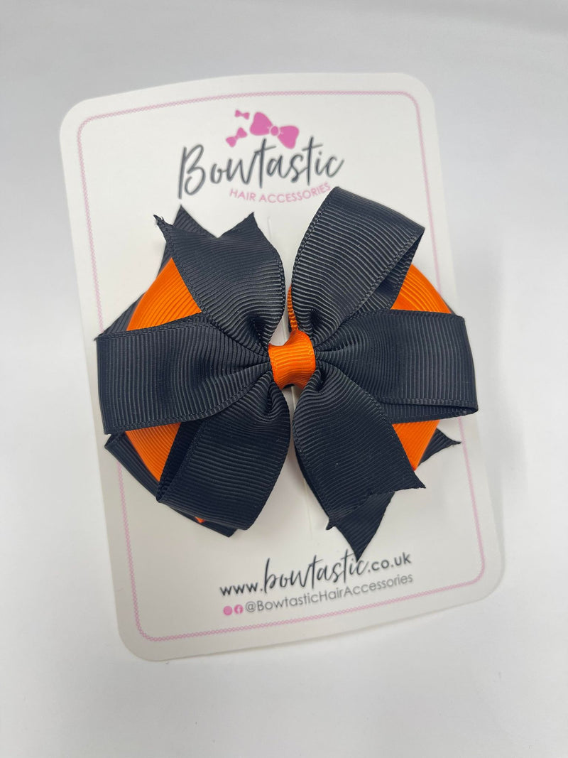 4 Inch 3 Layer Bow - Orange & Black