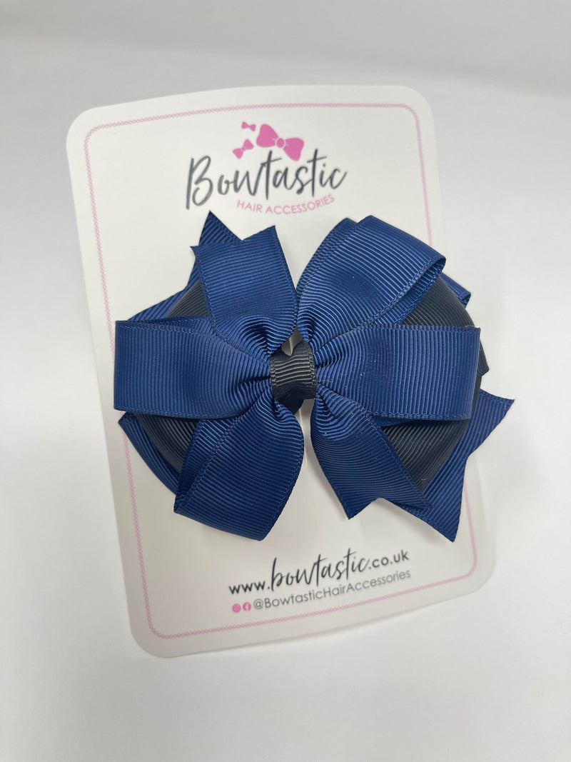 4 Inch 3 Layer Bow - Navy & Black