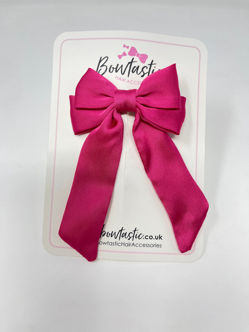 3 Inch Satin Tail Bow - Virtual Pink