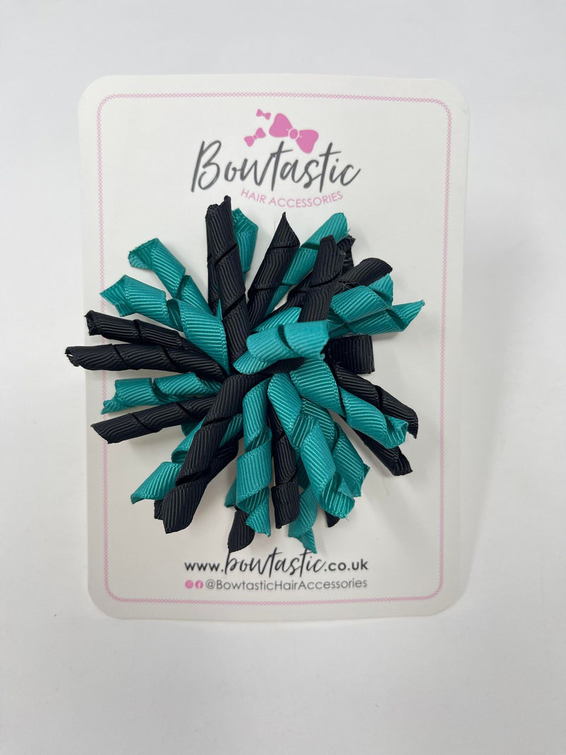 3.5 Inch Corker Bow - Jade Green & Black