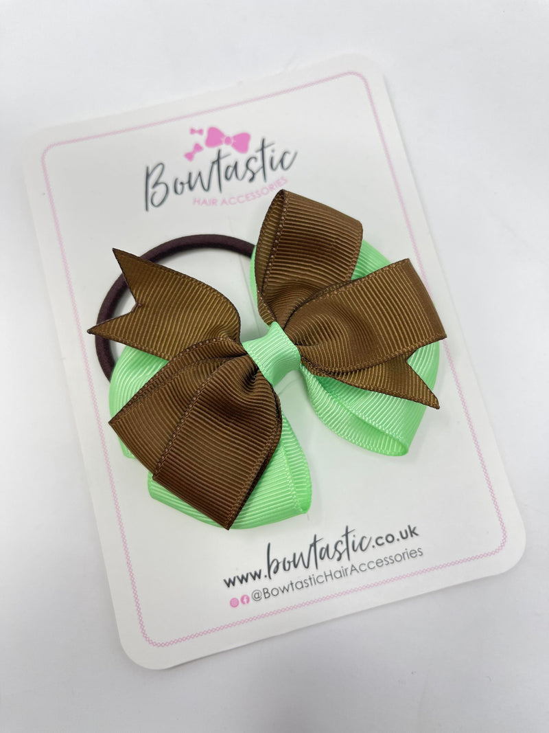 3.5 Inch Flat Double Bobble - Brown & Mint Green