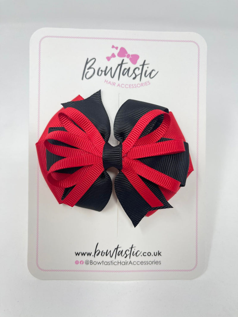 3.5 Inch Loop Bow - Red & Black