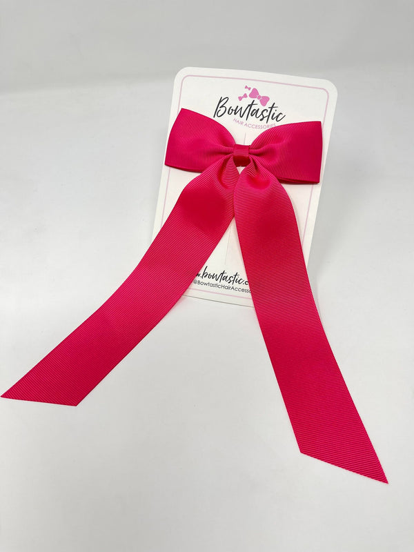 XL 4 Inch Tail Bow - Shocking Pink