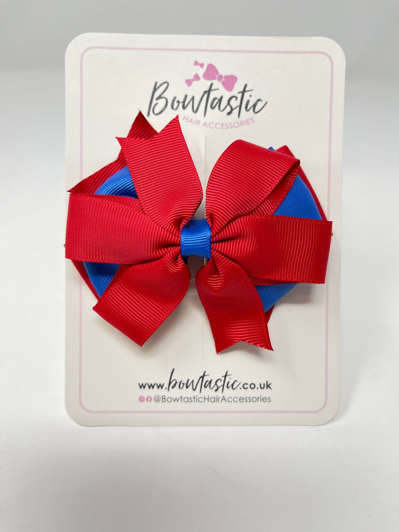 4 Inch 3 Layer Bow - Red & Royal Blue