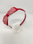 4.5 Inch Flat Bow Alice Band - Red & Red Gingham