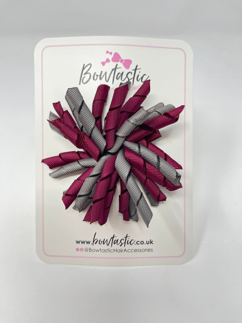 3.5 Inch Corker Bow - Wine & Metal Grey