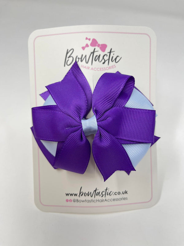 4 Inch 3 Layer Bow - Purple & Bluebell