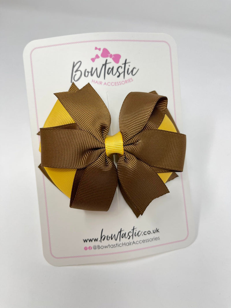 4 Inch 3 Layer Bow - Turftan & Yellow Gold