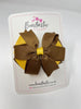 4 Inch 3 Layer Bow - Turftan & Yellow Gold