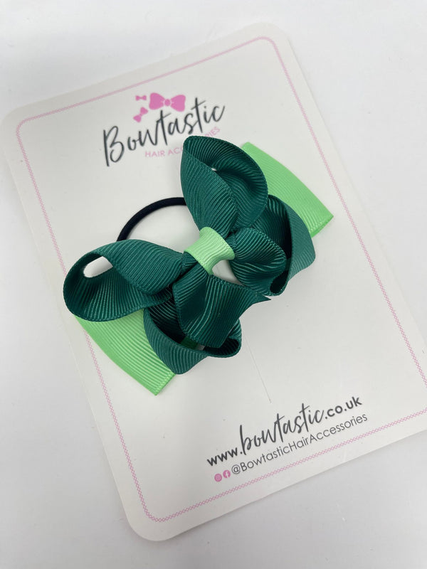 3 Inch Double Bow Thin Elastic - Hunter Green & Mint Green