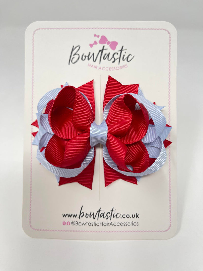 3.5 Inch Ring Bow - Red & Bluebell