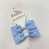 2.75 Inch Flat Bows Thin Elastic - Light Blue & White Gingham - 2 Pack