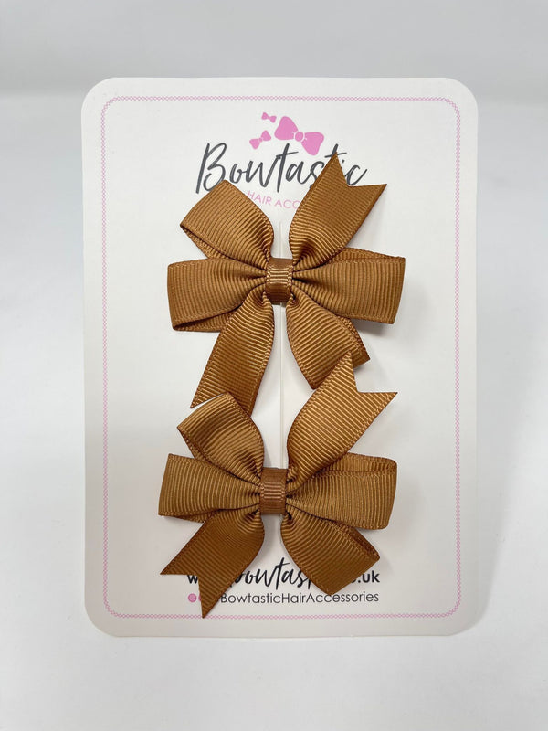 2.75 Inch Pinwheel Bow - Golden Brown - 2 Pack