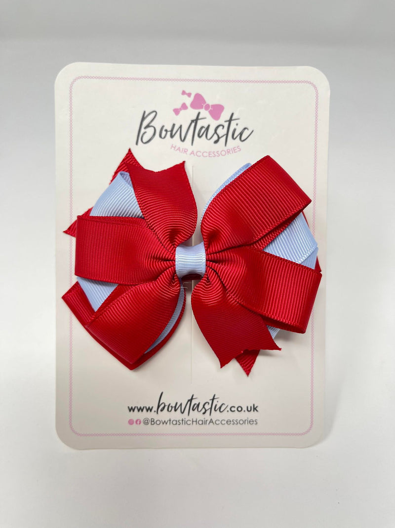 4 Inch 3 Layer Bow - Red & Bluebell