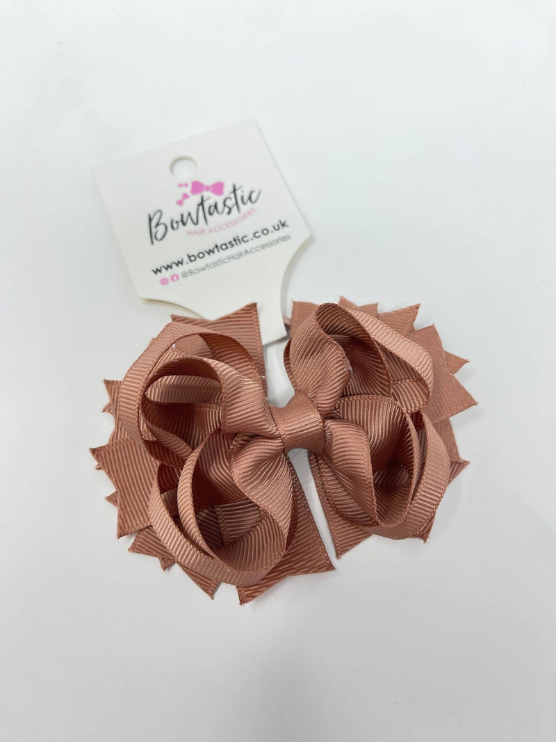 3.5 Inch Ring Bow Thin Elastic - Pecan Brown