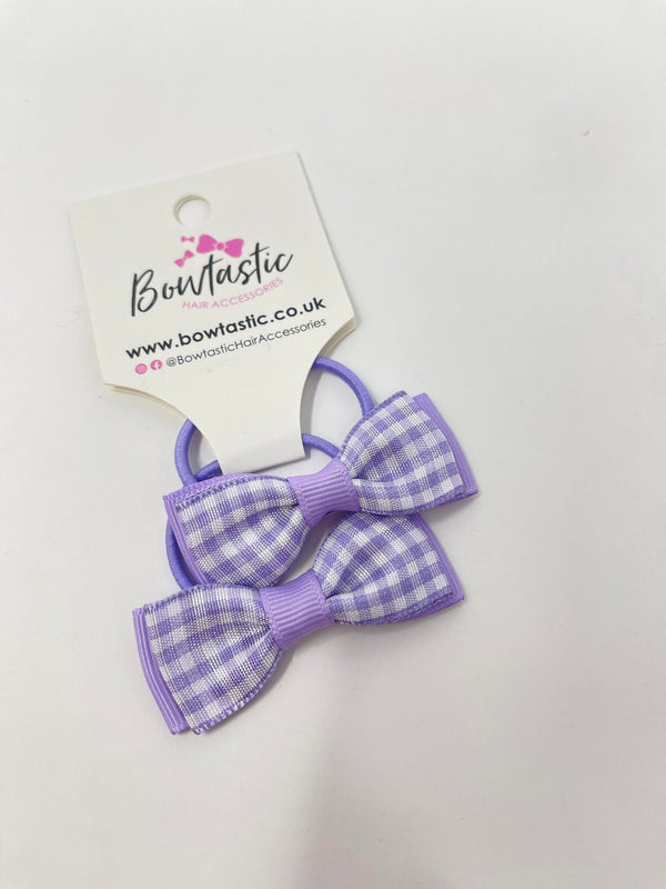 1.75 Inch Bow Thin Elastic - Lilac Gingham - 2 Pack