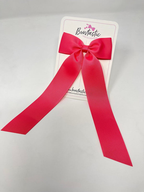 XL 4 Inch Tail Bow - Coral Rose