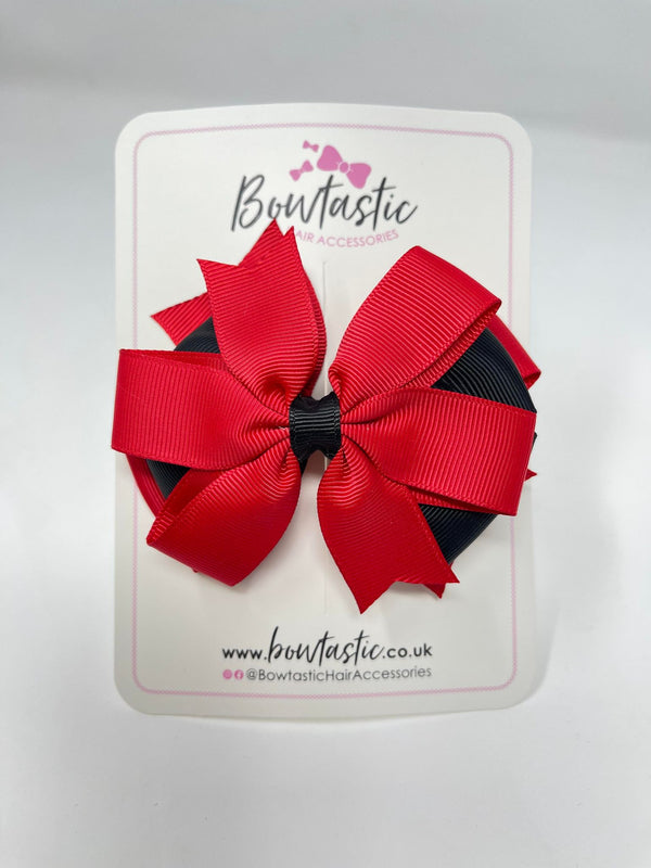 4 Inch 3 Layer Bow - Red & Black