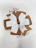 4 Inch Flat Double Bow - Brown & White