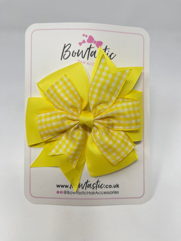 4 Inch Double Pinwheel Bow - Yellow Gingham