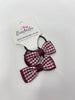 1.75 Inch Bow Thin Elastic - Burgundy Gingham - 2 Pack