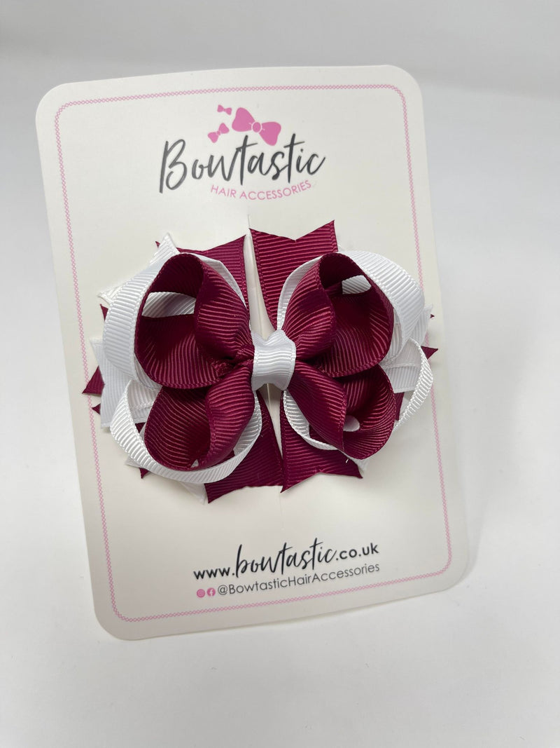 3.5 Inch Ring Bow - Wine & White