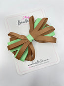 4.5 Inch Loop Bow - Brown & Mint Green