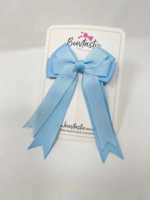 4 Inch Double Tail Bow - Blue Topaz