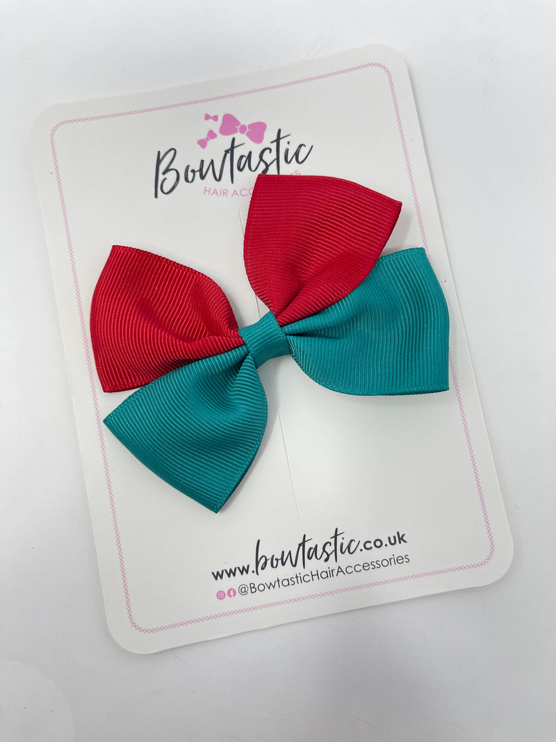 3.5 Inch Butterfly Bow - Red & Jade Green