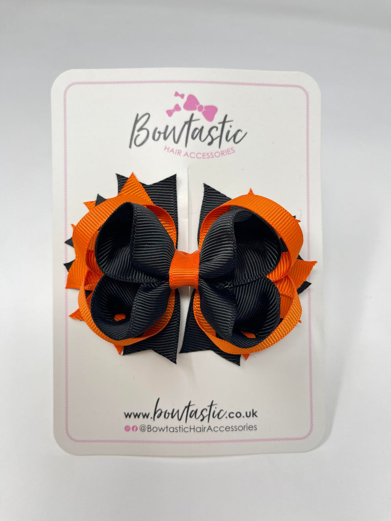 3.5 Inch Ring Bow - Orange & Black