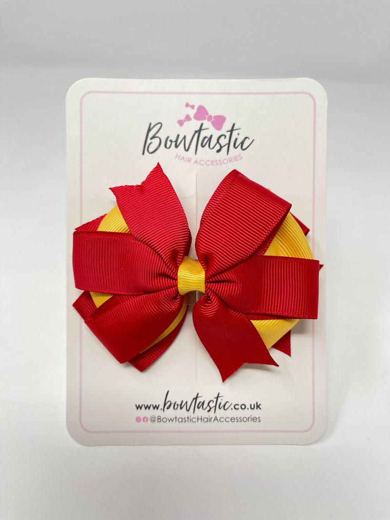 4 Inch 3 Layer Bow - Red & Yellow Gold