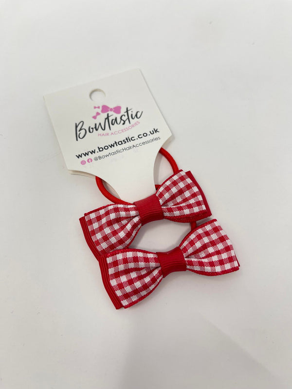 1.75 Inch Bow Thin Elastic - Red Gingham - 2 Pack