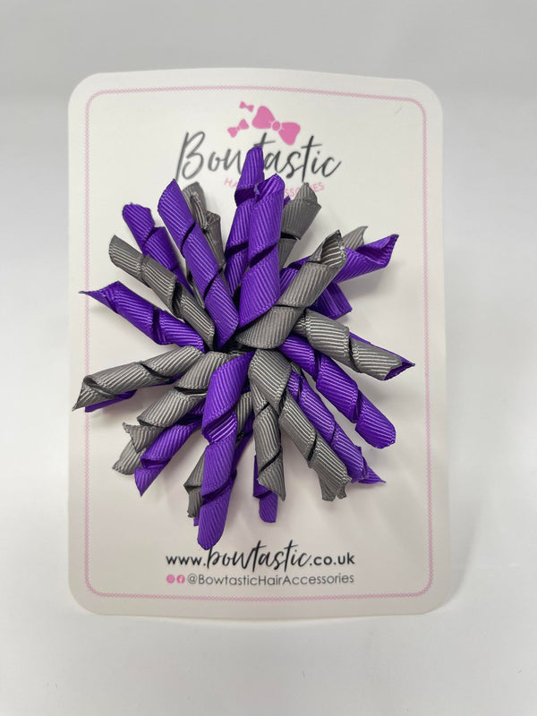 3.5 Inch Corker Bow - Purple & Metal Grey