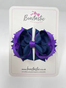 3.5 Inch Ring Bow - Purple & Navy