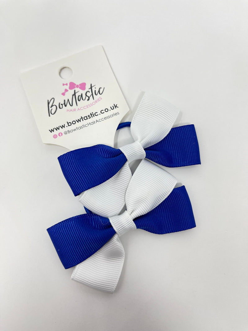 2.75 Inch Twist Bow Thin Elastic - Cobalt & White - 2 Pack