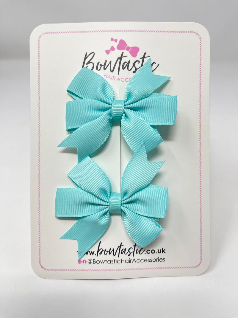 2.75 Inch Pinwheel Bow - Aqua - 2 Pack