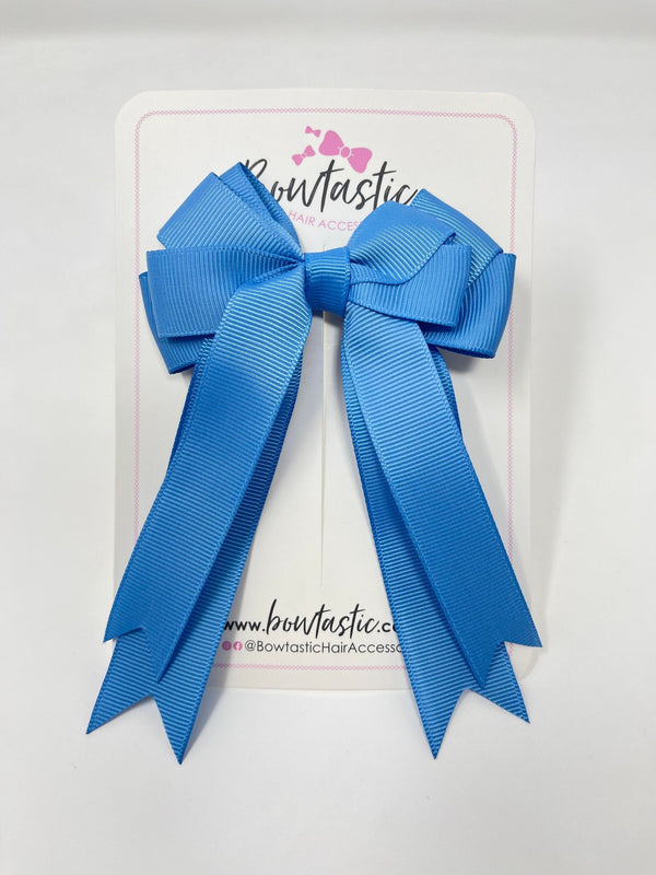 4 Inch Double Tail Bow - Porcelain Blue