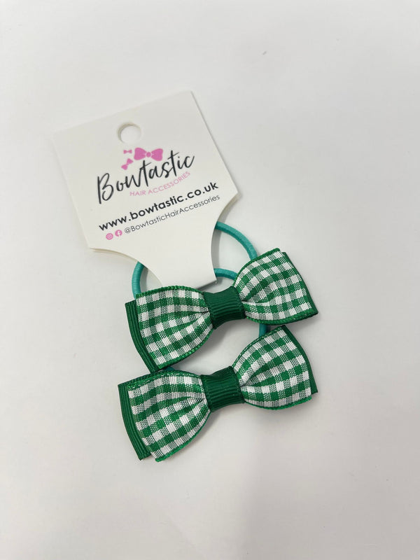 1.75 Inch Bow Thin Elastic - Green Gingham - 2 Pack