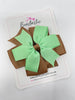 4 Inch Flat Double Bow - Golden Brown & Mint Green