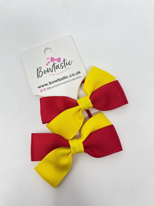 2.75 Inch Twist Bow Thin Elastic - Red & Daffodil - 2 Pack