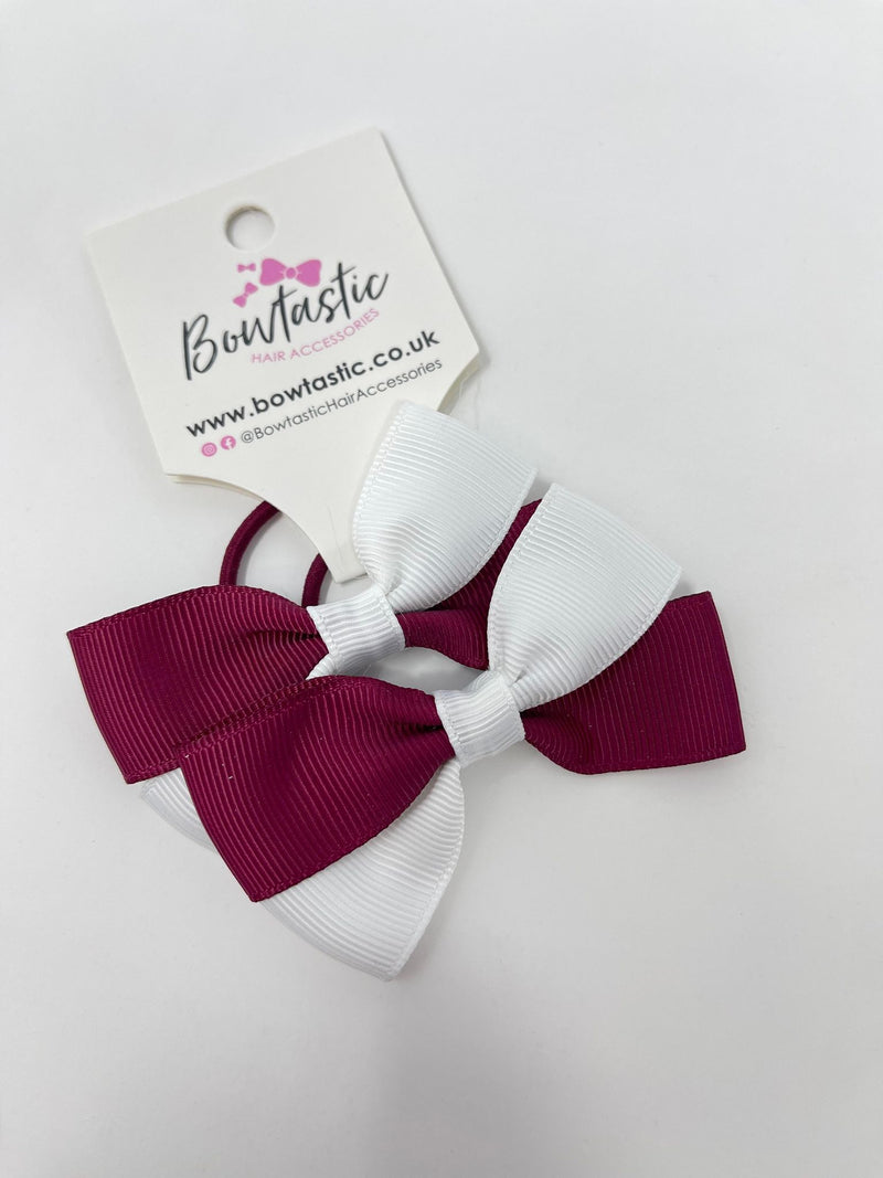 2.75 Inch Twist Bow Thin Elastic - Wine & White - 2 Pack