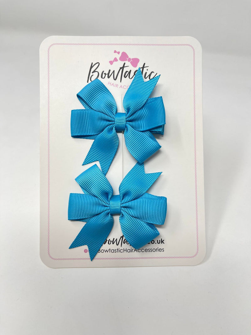 2.75 Inch Pinwheel Bow - Turquoise - 2 Pack