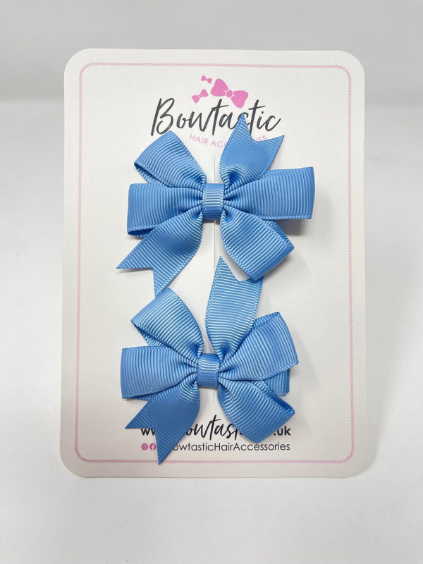 2.75 Inch Pinwheel Bow - French Blue - 2 Pack