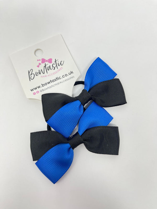 2.75 Inch Twist Bow Thin Elastic - Royal Blue & Black - 2 Pack