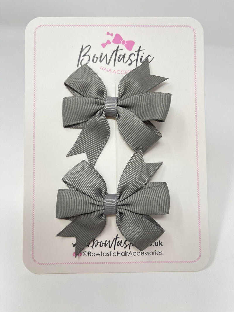 2.75 Inch Pinwheel Bow - Metal Grey - 2 Pack