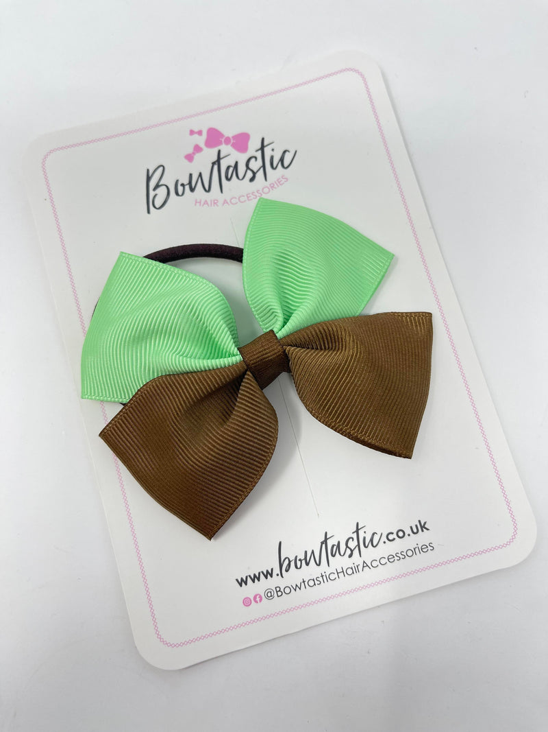 3.5 Inch Butterfly Bow Bobble - Brown & Mint Green